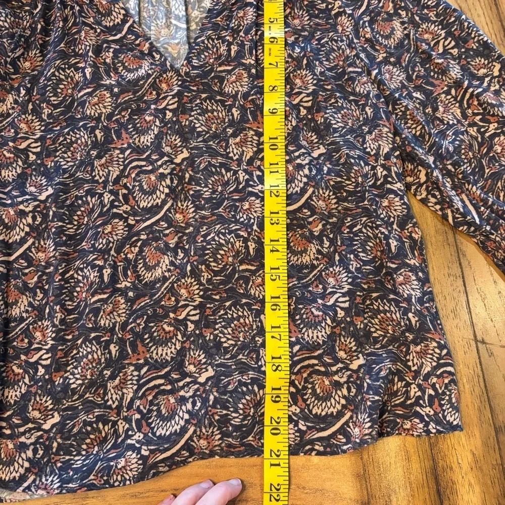 FAHERTY Portia Peasant Boho Blouse Top in Artisan Block Print,XS,Floral Bohemian